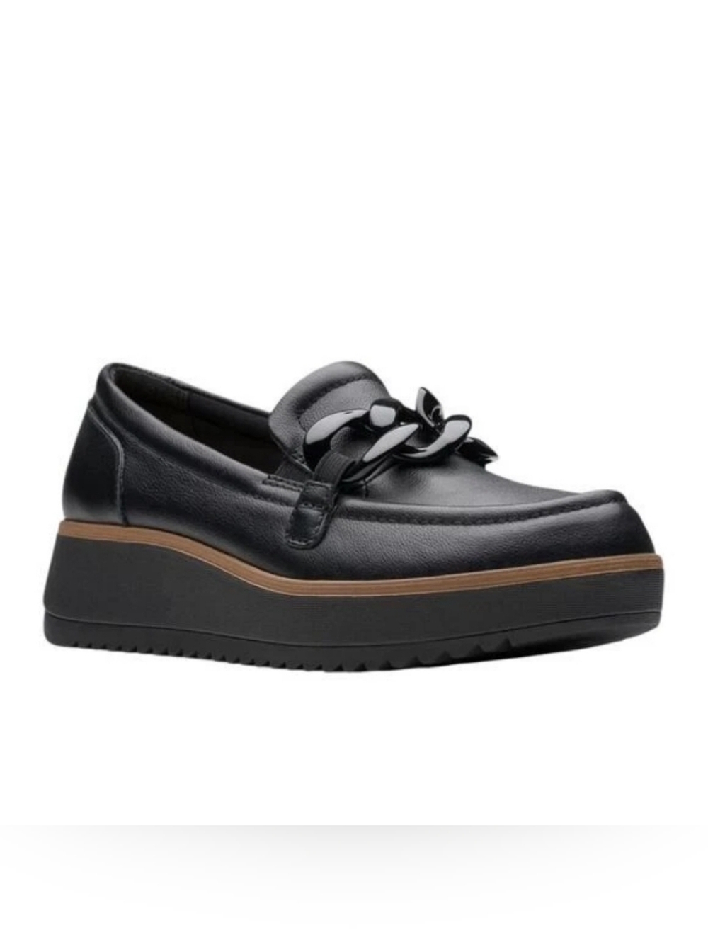 CLARKS Zylah May Casual Shoes Women's Size US 7.5 W Black Leather 26180109